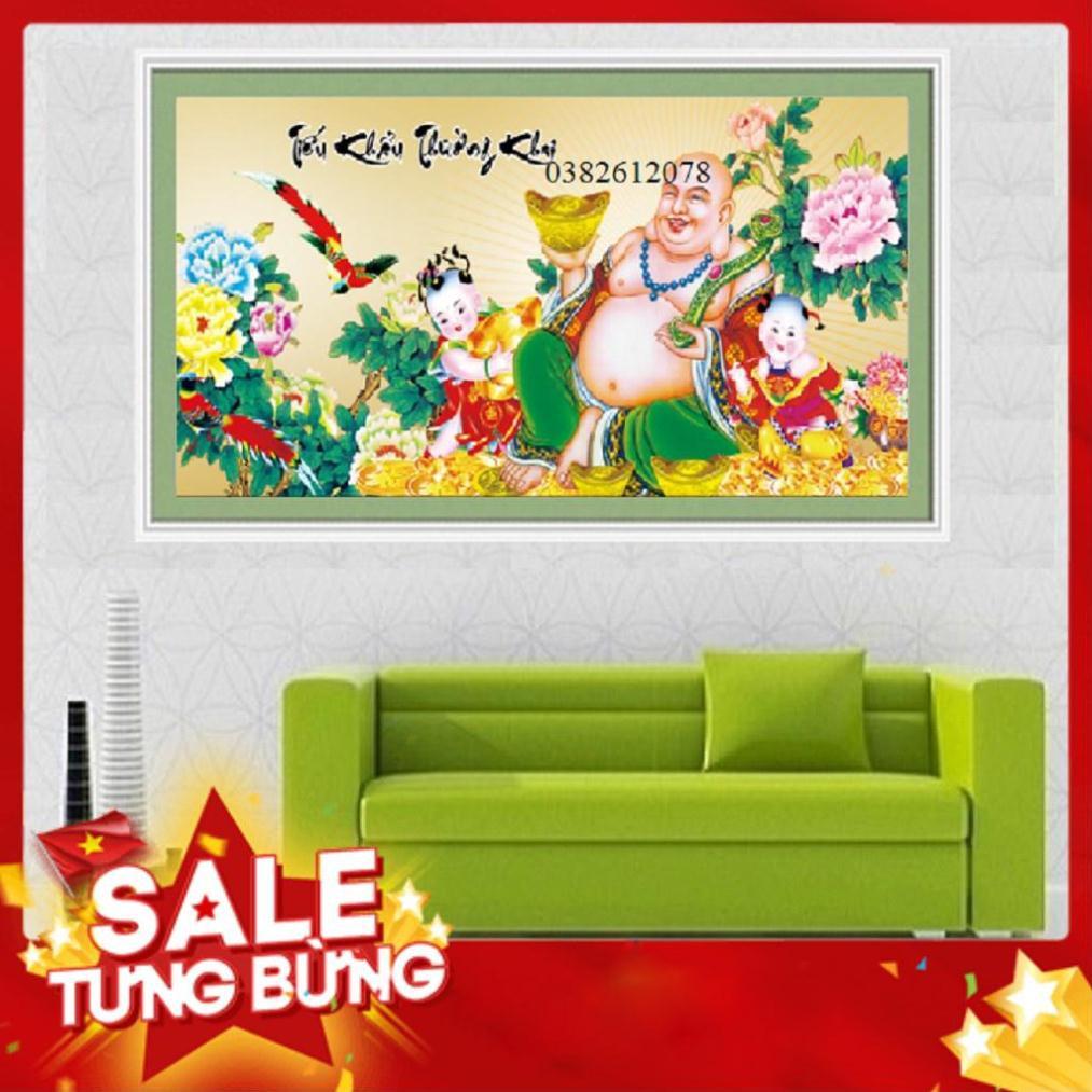 TRANH THÊU CHỮ THẬP PHẬT DI LẶC TIỂU KHẨU TRƯỜNG KHAI TRANH CHƯA THÊU LV3273
