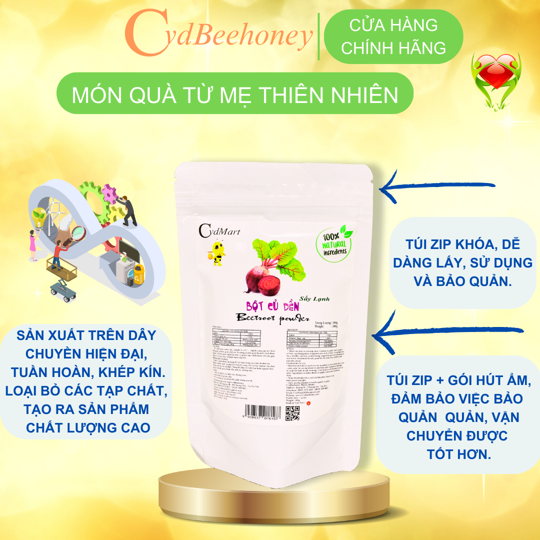 Bột Củ Dền Sấy Lạnh Cvdmart 100g - Cvdmart Beetroot Powder