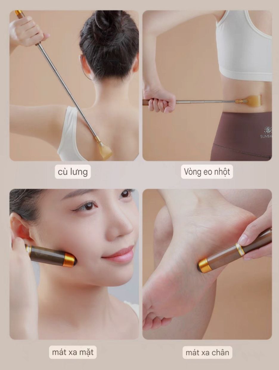 Dụng cụ Massage 2 in 1 Thu Gọn Kéo Dài 50cm Một Đầu Gãi Và By Lăn 360 Độ Từ Tính – Cây Massage Thần Thánh Gãi Lưng Bầm Huyệt Người già Người Trẻ Dùng Đều Khỏe Đẹp Làn Da