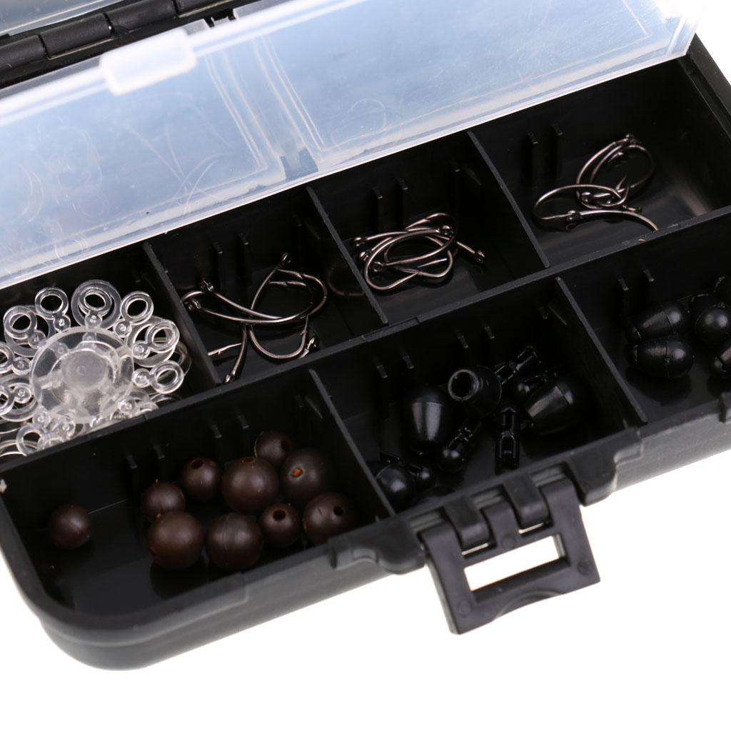 Carp Fishing Weights Tackle Box Safety Tubes Swivels Kits for Hair Rigs
