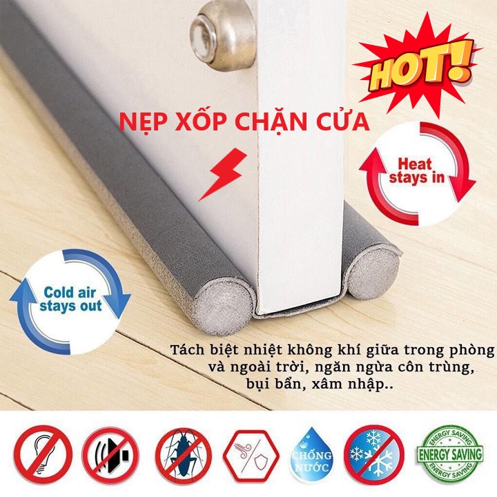 Nẹp xốp chèn cửa 95cm kết hợp vải EPE siêu bền chặn khe cửa ngăn ánh sáng bụi bẩn không khí lạnh côn trùng