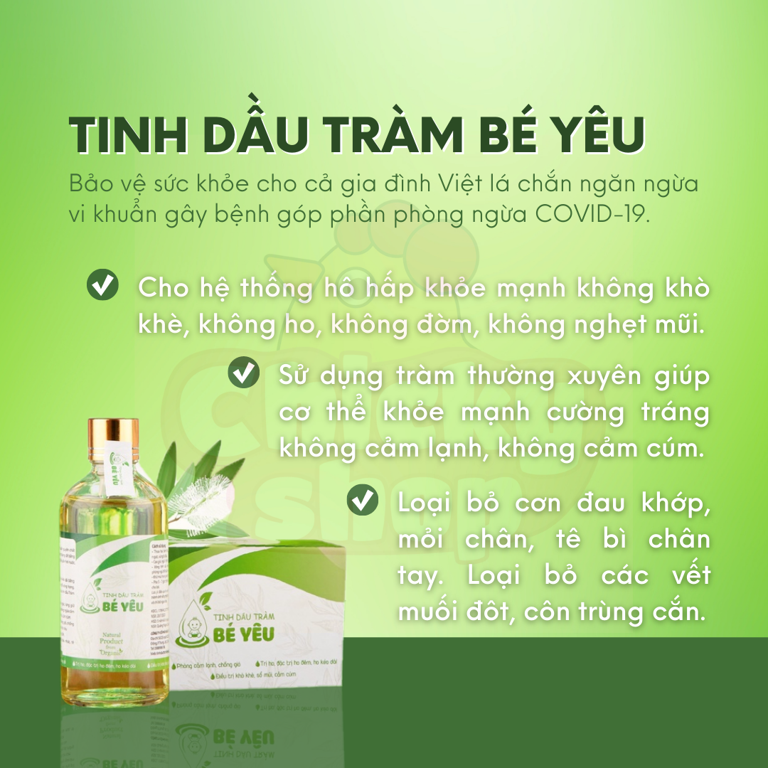 Tinh dầu tràm bé yêu nguyên chất 100ml giữ ấm, phòng ngừa cảm lạnh, xông phòng hiệu quả