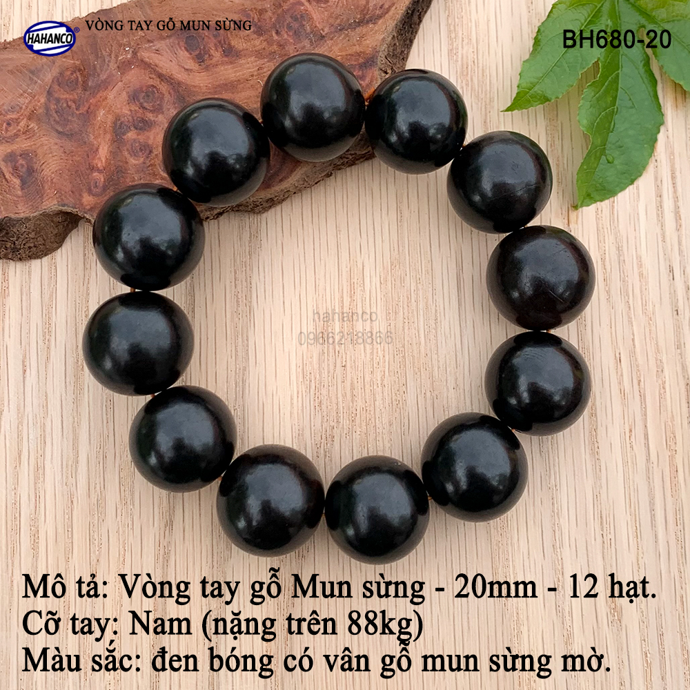 Vòng phong thủy gỗ Mun Sừng đen bóng dành cho người có địa vị, thăng tiến trong công việc