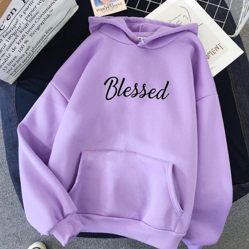 Blessed Hoodies Casual Unisex Women Pullovers Spring Autumn Graphic Cotton Hooded Sweatshirt