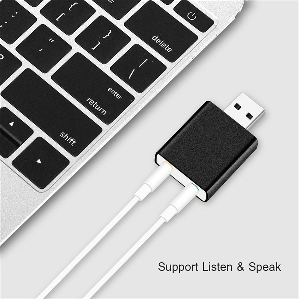 USB 2.0 External 7.1 Channel Surround Sound Card Adapter Black