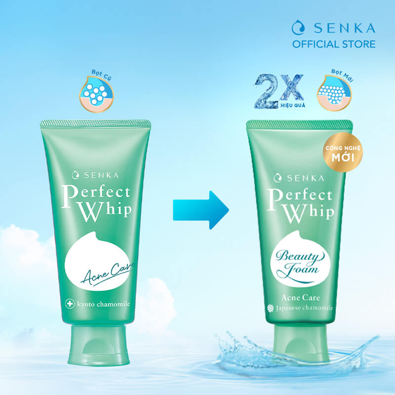 Combo 2 Sữa rửa mặt dành cho da mụn Senka Perfect Whip Acne Care 100g x 2