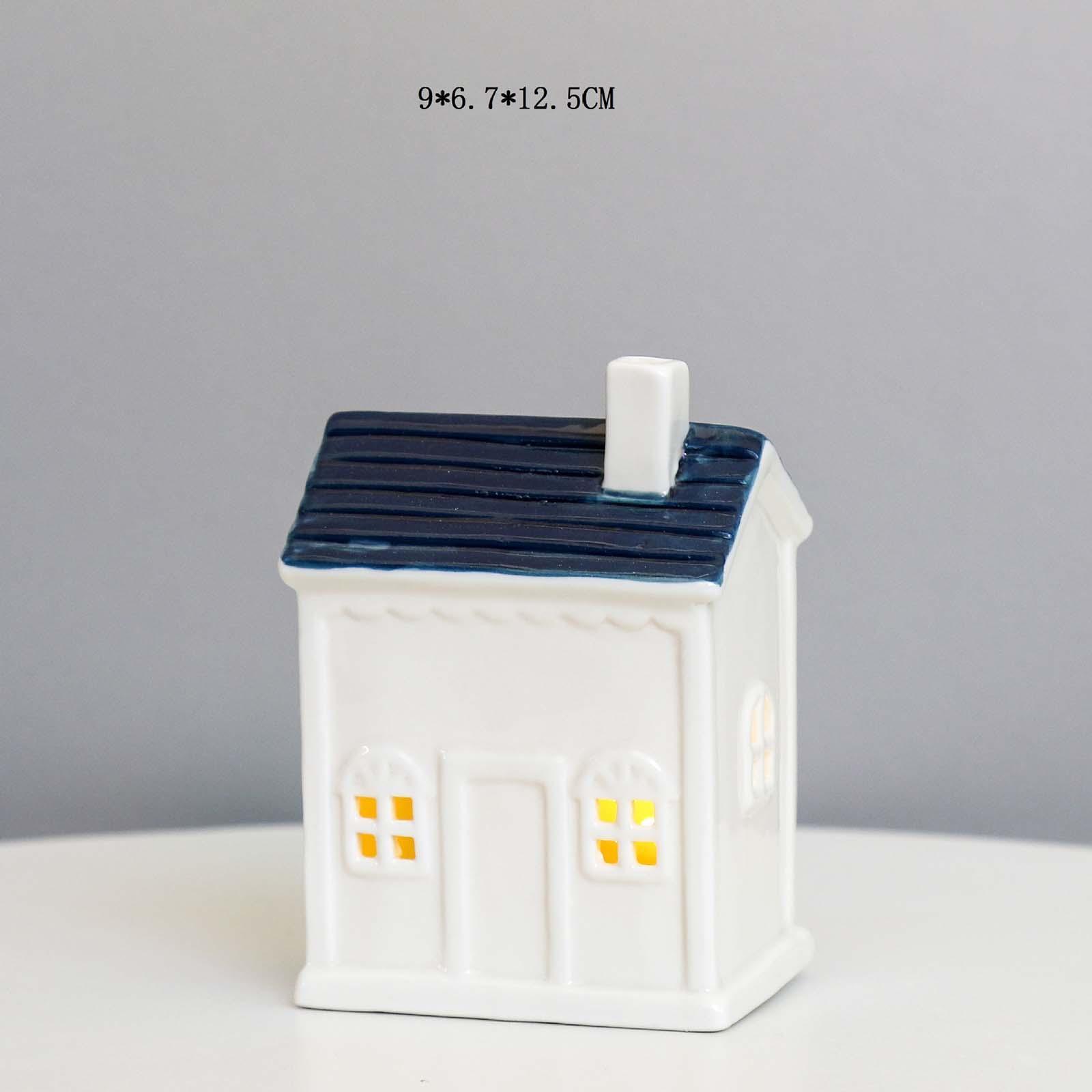Ceramic House Candle Holder Stand Small House Shaped for Home Wedding Party