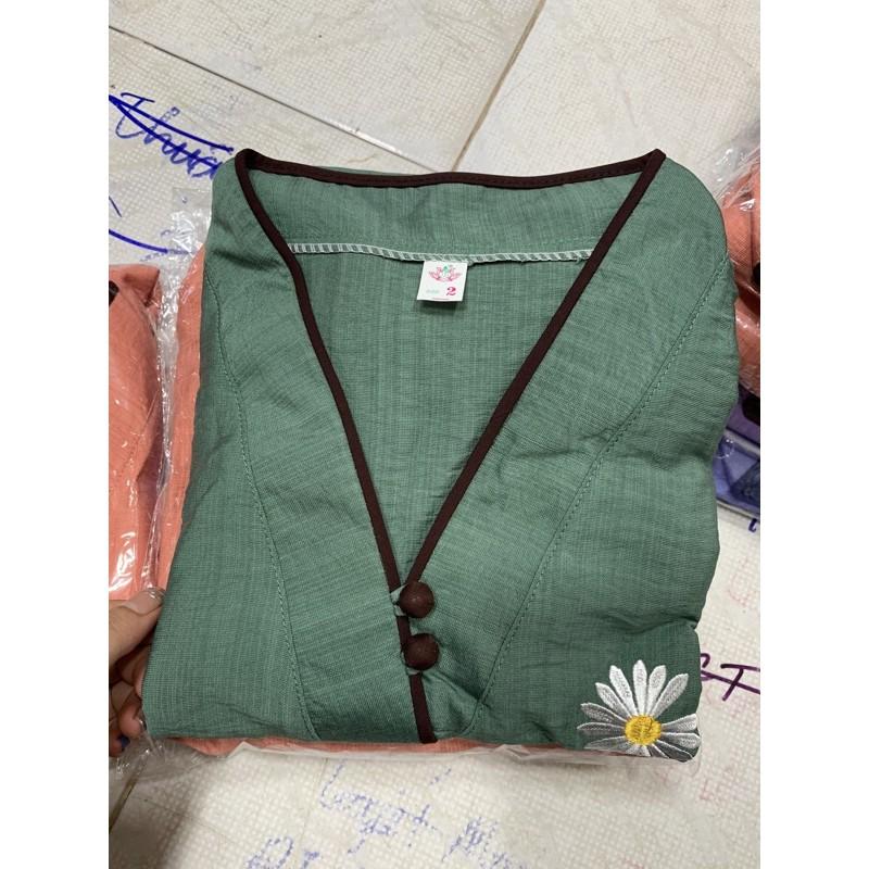 Áo lam đi chùa, thời trang nữ, đồ bộ, hottrend hoa cúc