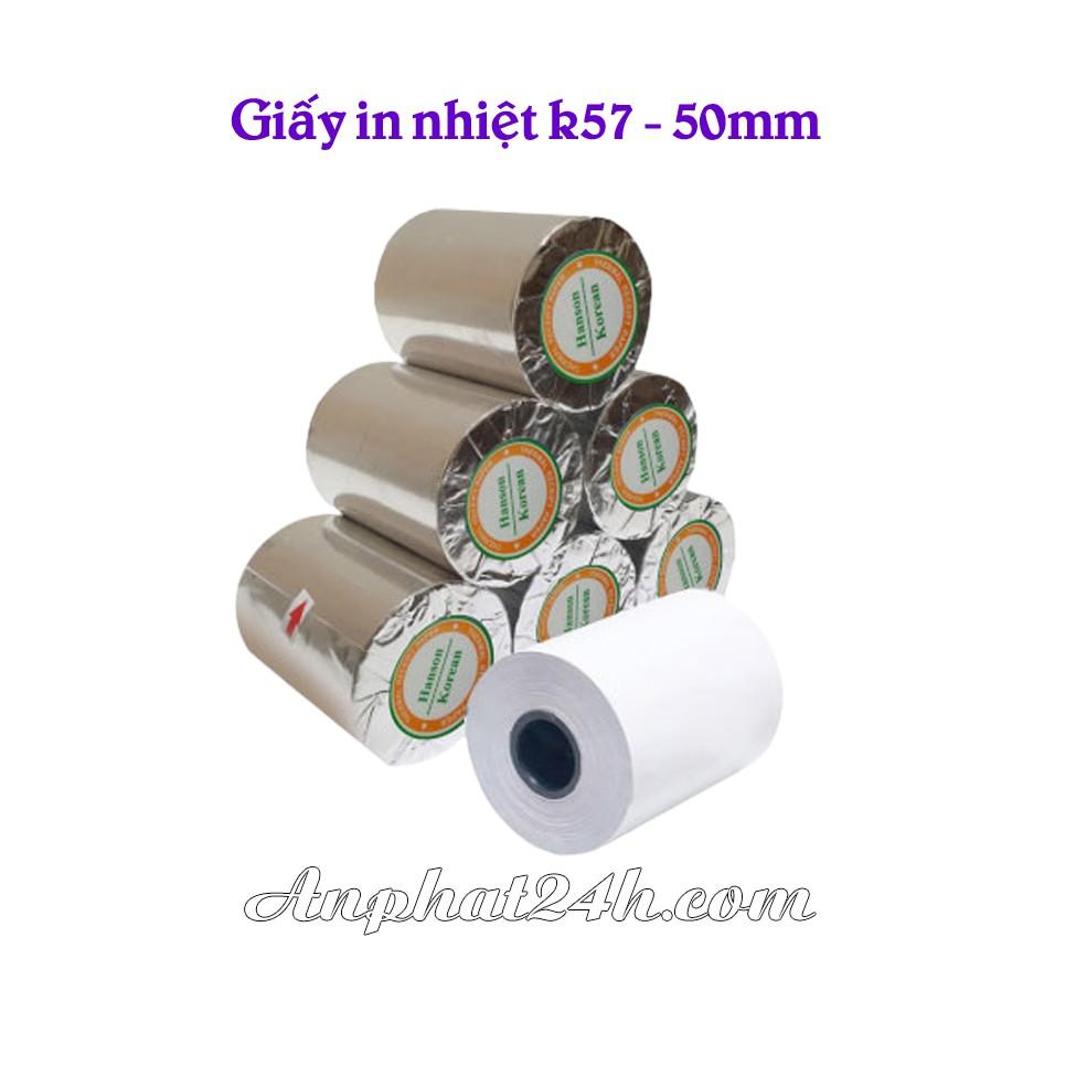 20 cuộn giấy in hóa đơn nhiệt k57 phi 50mm hansol