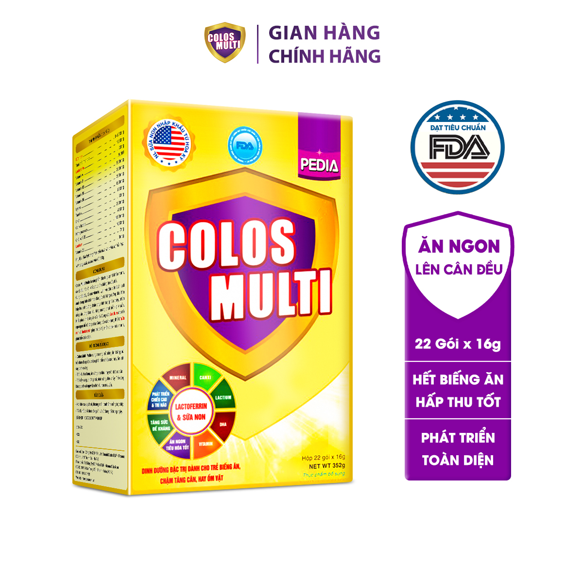 Sữa non Colosmulti Pedia hộp 22 gói x 16g chuyên biệt giúp bé ăn ngoan