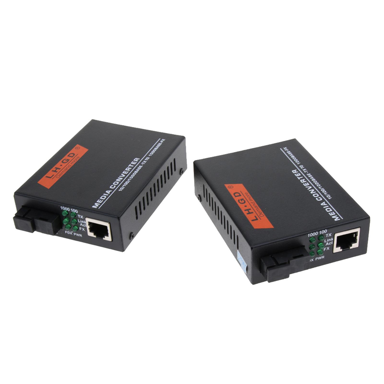 2pcs 1000M External Ethernet Media Converter Single Mode Fiber