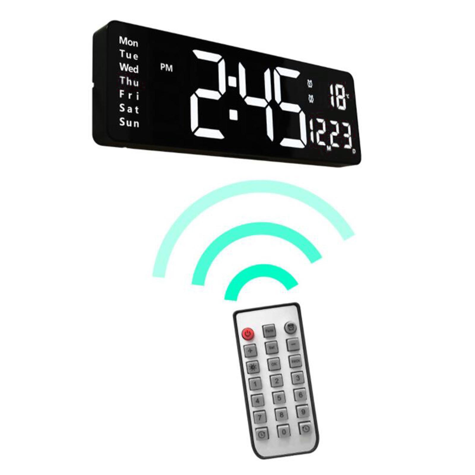 15'' Large Wall Clock Modern Mute Temperature W/ Calendar Clocks Memory Function Study Room Bedroom Decor