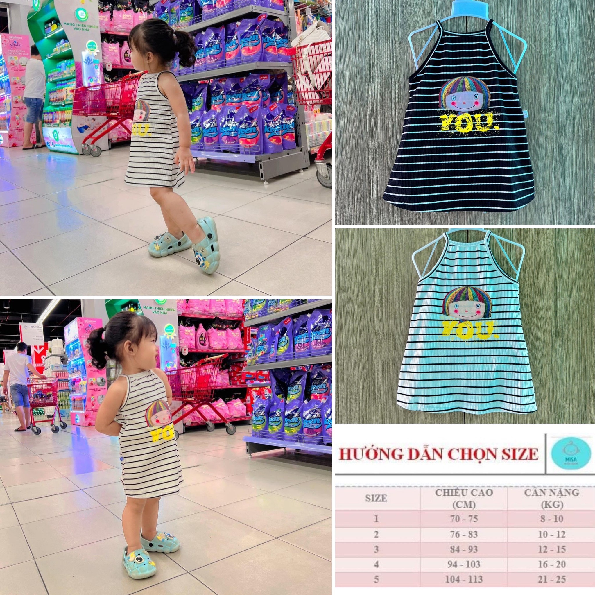 Đầm xòe cho bé gái (8-25kg) vải cotton 4d, thun con dãn