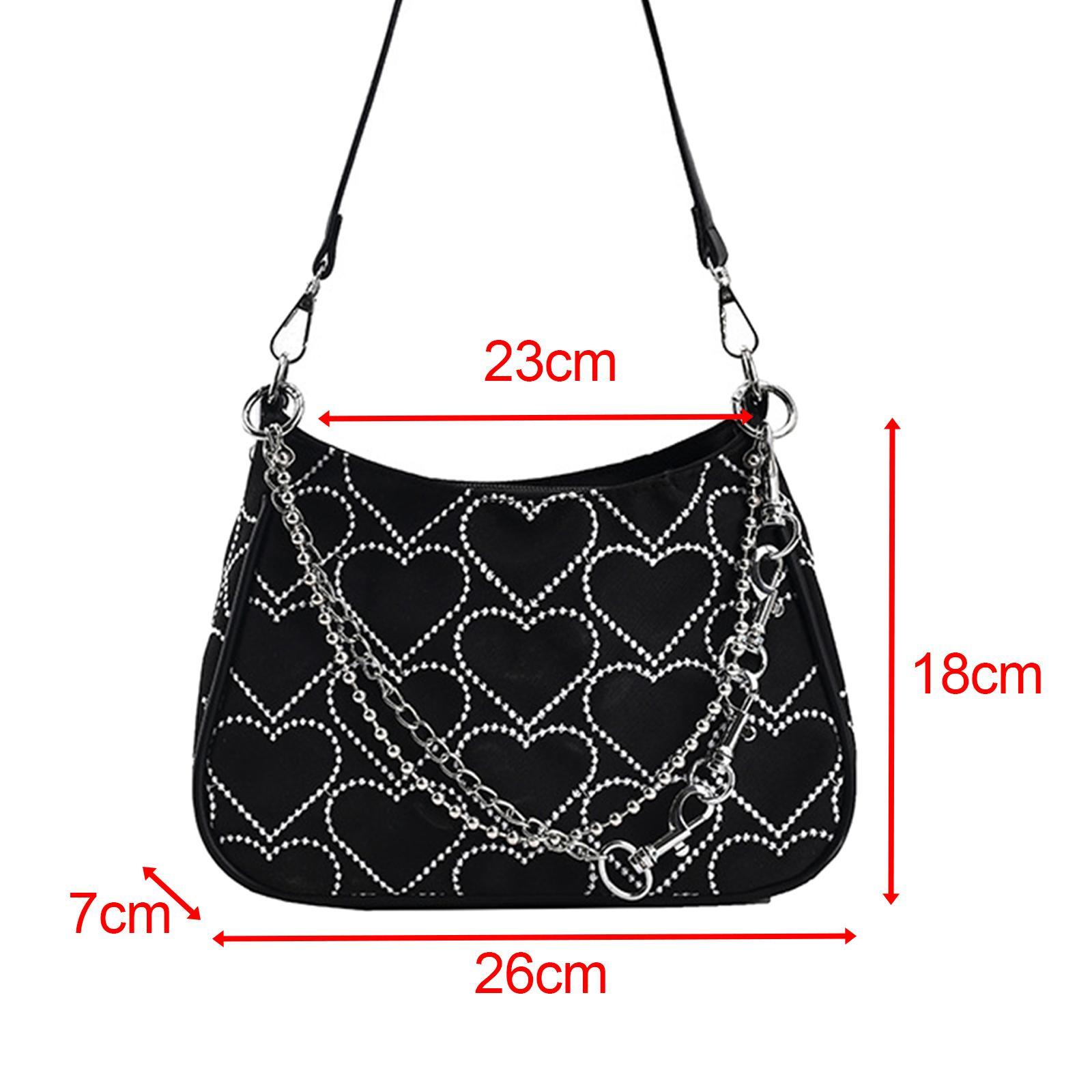 Casual Shoulder Bag Heart Pattern Bag Work Shopping Bag Pouch Women Girls Dumpling Bun