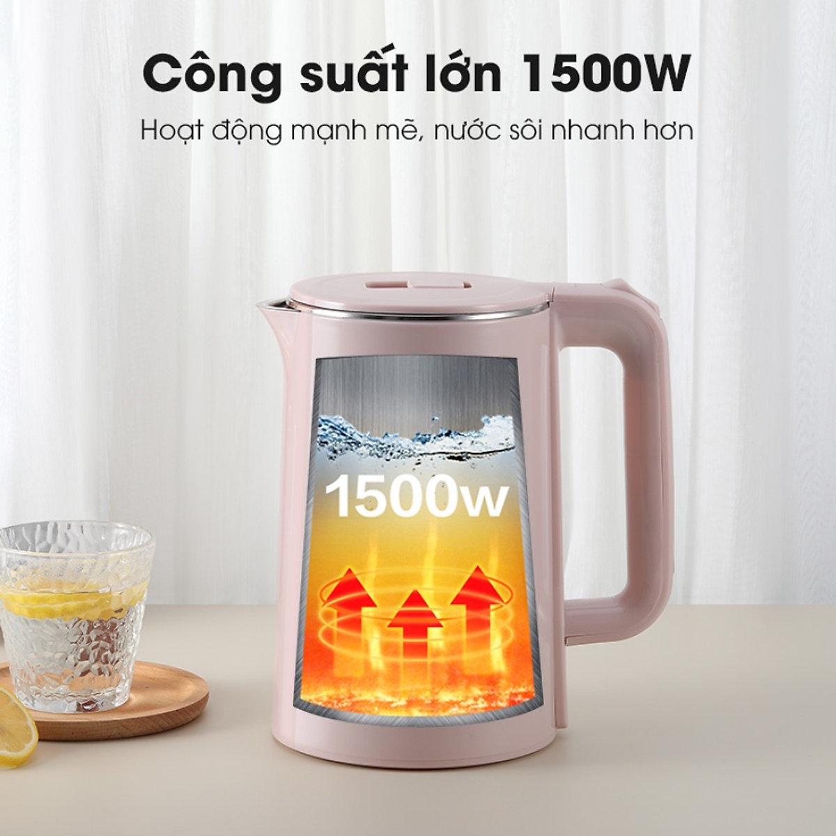 Ấm siêu tốc đun nước Cuckoo công suất cao 1500W tự ngắt điện khi sôi, 2 lớp cách nhiệt dung tích 2.5L, bảo hành 12 tháng - Ấm siêu tốc