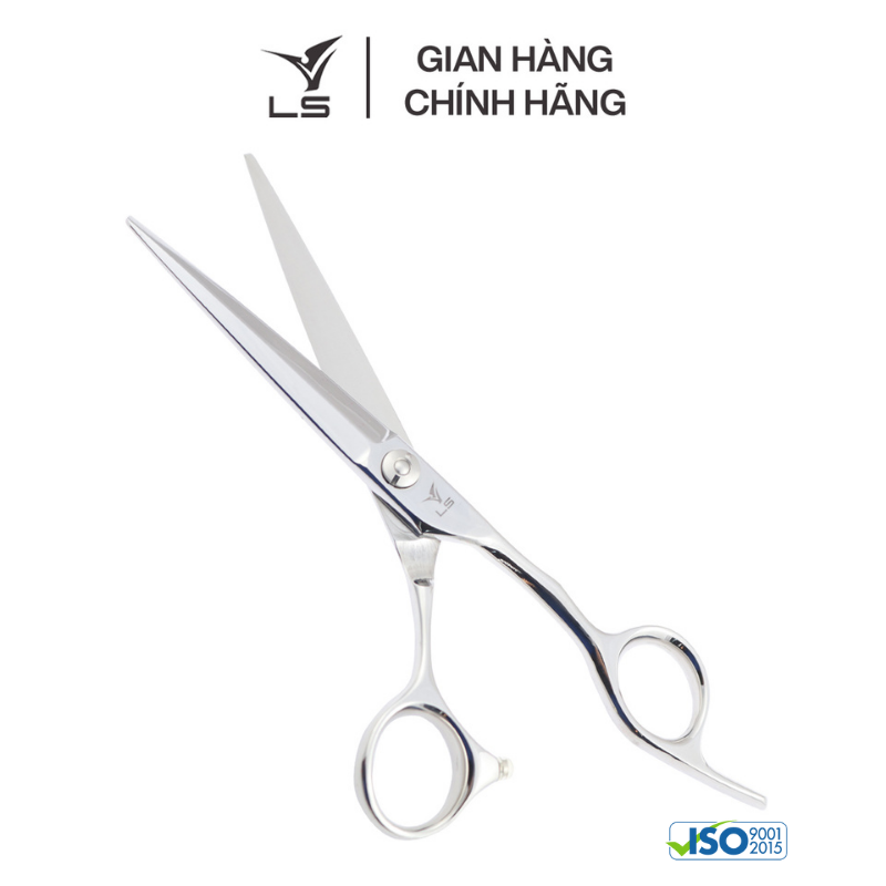 Kéo cắt tóc LS lưỡi thẳng quai offset vênh đỡ ngón cố định CB23/6.0