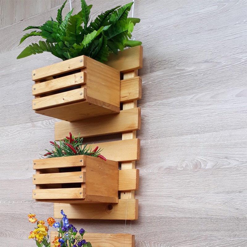 Kệ Gỗ Treo Tường Để Chậu Cây- Kệ Trang Trí Đẹp Chất Liệu Gỗ Thông Cao Cấp Nhập Khẩu Dài 60CM