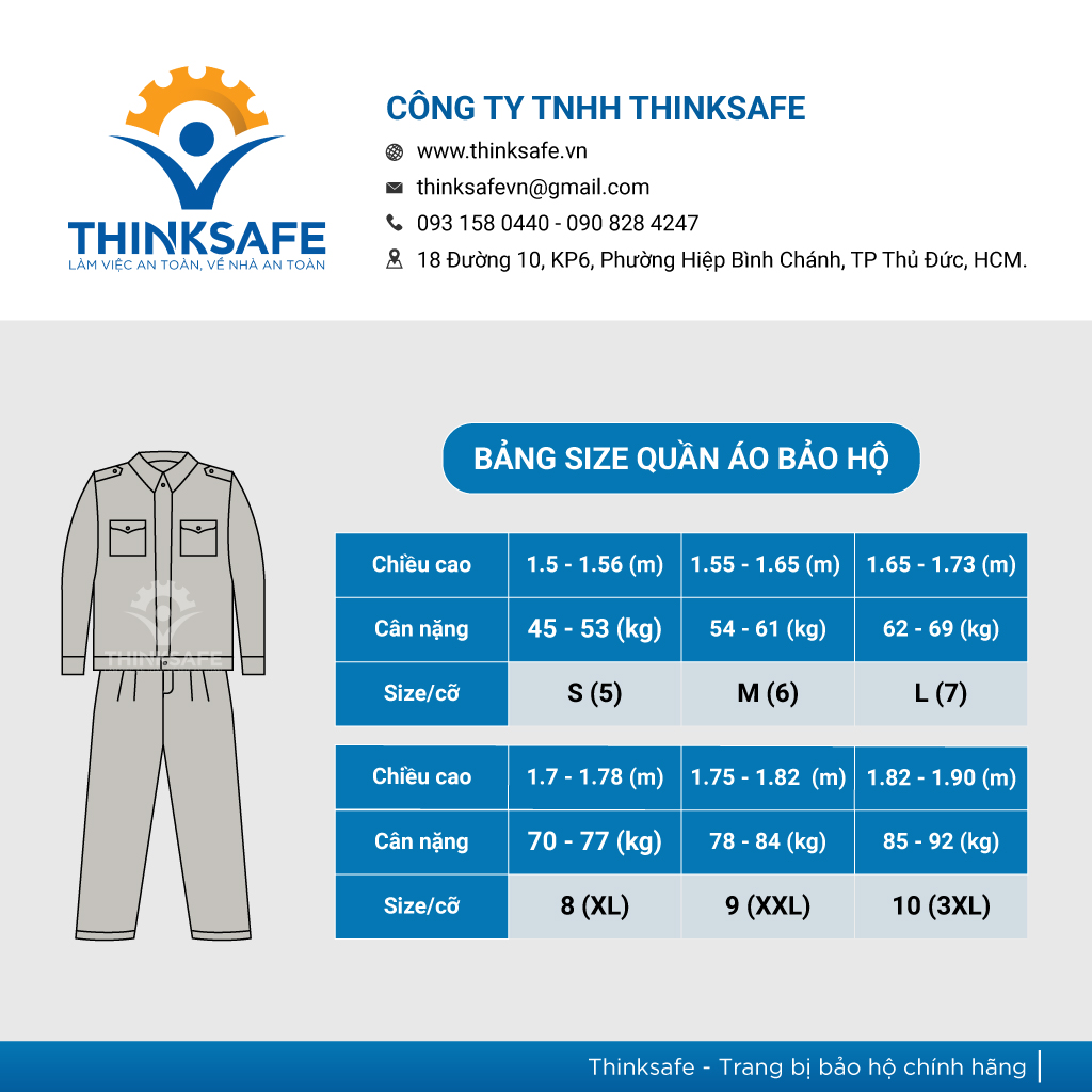 Quần áo bảo hộ lao động Thinksafe áo lao động kỹ sư công nhân thoải mái thoáng mát thấm hút mồ hôi - DN06 - DN08 - DN09