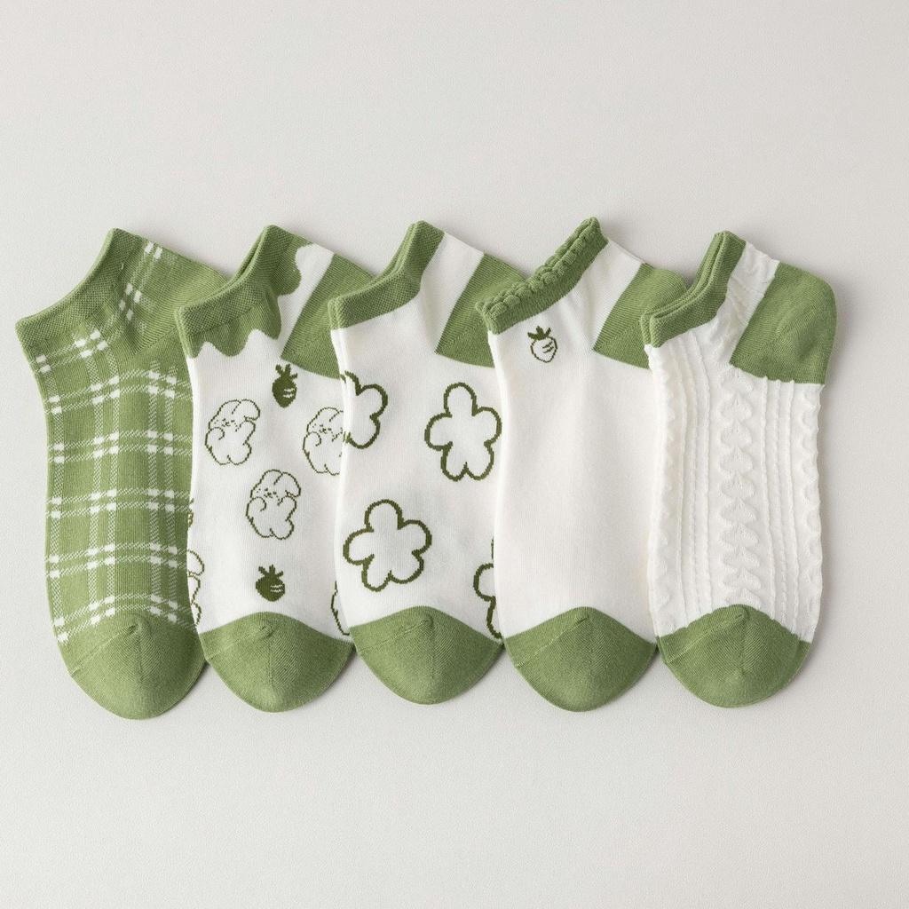 Tất vớ nữ cổ ngắn dễ thương cotton xanh bơ mỏng thoáng Urbanize - Chọn ngẫu nhiên