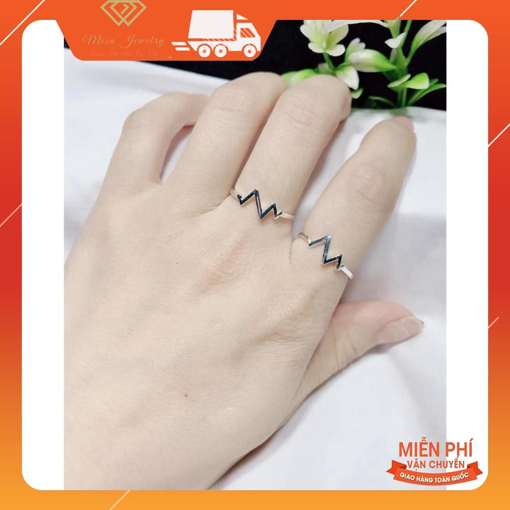 NHẪN NỮ BẠC TA NHỊP TIM DẠNG HỞ DÀY DẶN