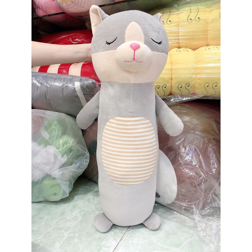 Gối Ôm Con Cáo Xám Nhắm Mắt 65cm Vải Miniso Siêu Mịn, An Toàn, Hàng Loại 1 Cao Cấp (Tặng Kèm 1 Ví Da 12 Ngăn Đựng Thẻ ATM, Card Visit)