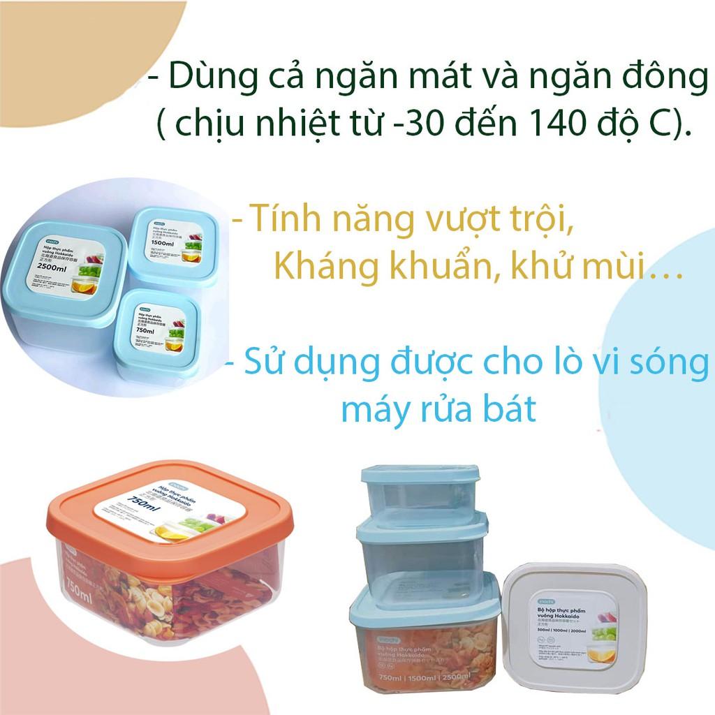 Hộp Đựng Thực Phẩm Vuông 500 - 1000 - 2000ml Dự Trữ Đồ Ăn, Thực Phẩm Trong Tủ Lạnh INOCHI Cao Cấp