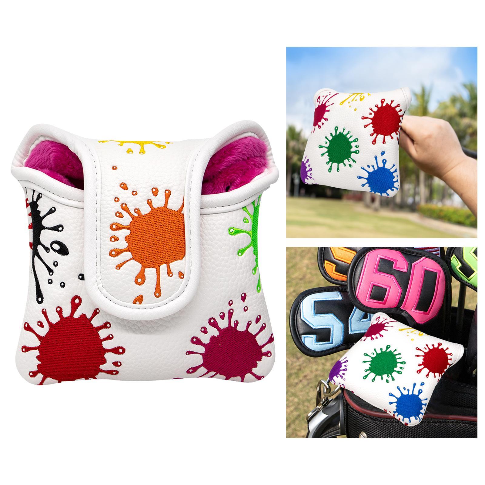 Pu Golf Putter Cover Half Mallet Head Cover Club Head Protector Guard Black
