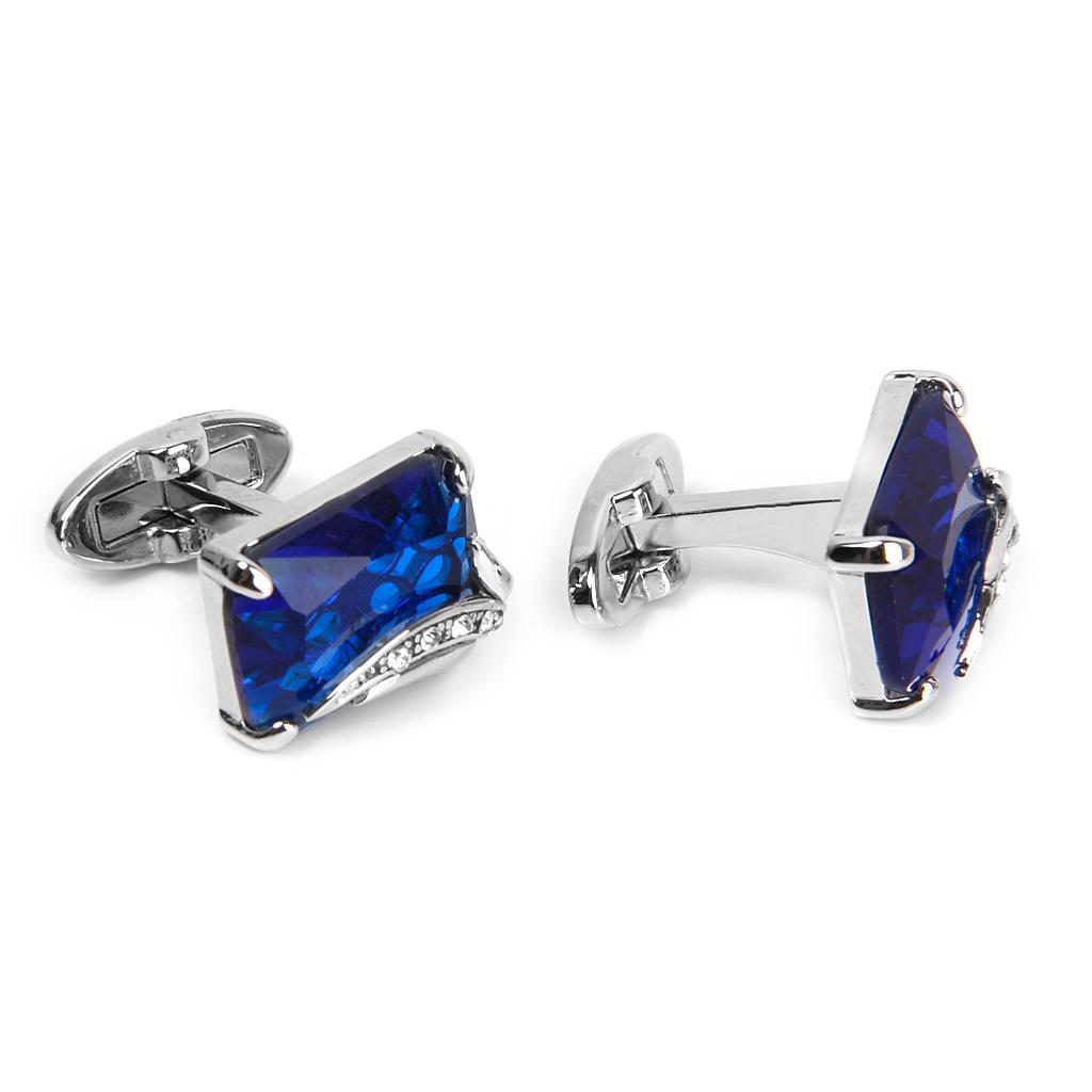 Men's Rectangle Blue Crystal Cufflinks Shirt Links Wedding Party Gift