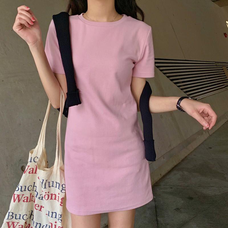 Đầm chữ A cổ tròn tay ngắn thời trang cho nữ