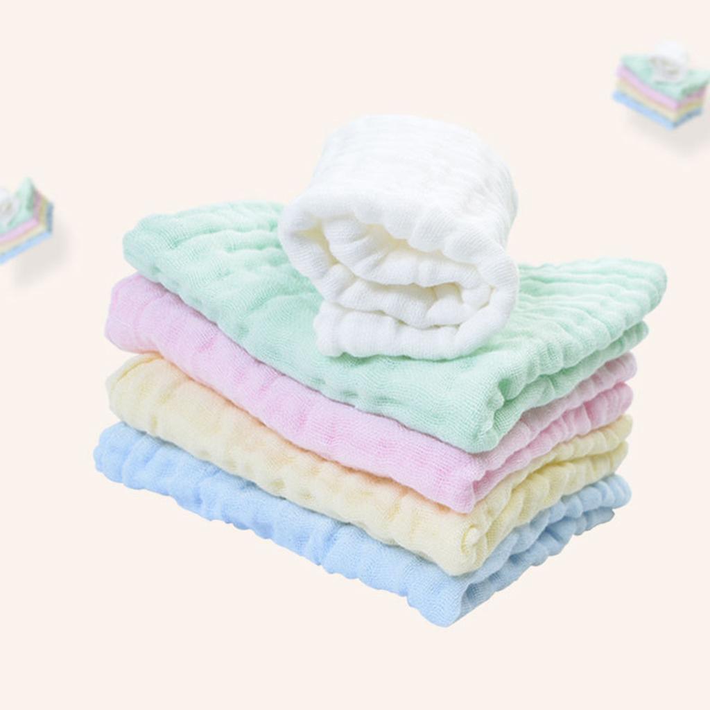 Pure Cotton Infant Face Hand Bath Saliva Towel Baby Bibs Handkerchief blue
