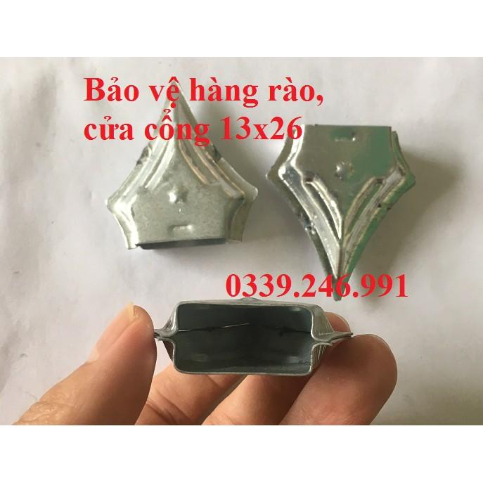 Bộ 20 chiếc 13x26 nắp chụp đầu sắt hộp hàng rào cửa cổng, mũ nhọn, mác sắt, chông gai 13x26