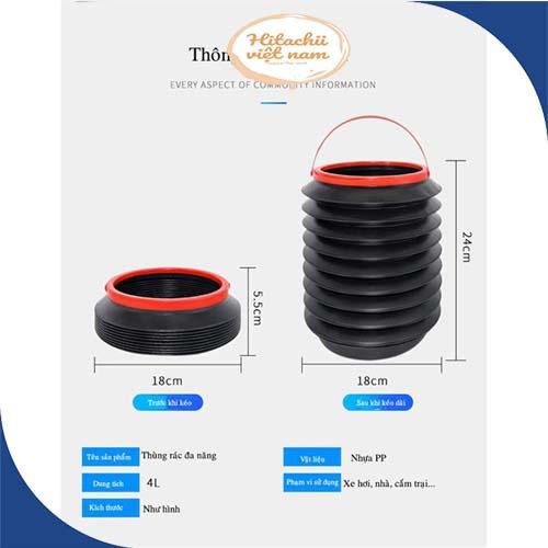 Thùng đựng đồ co giãn đa năng trên ô tô size 4 lít gấp gọn tiện lợi, Thùng Đựng Đồ Để Cốp Xe Ô Tô Có Thể Gấp Gọn