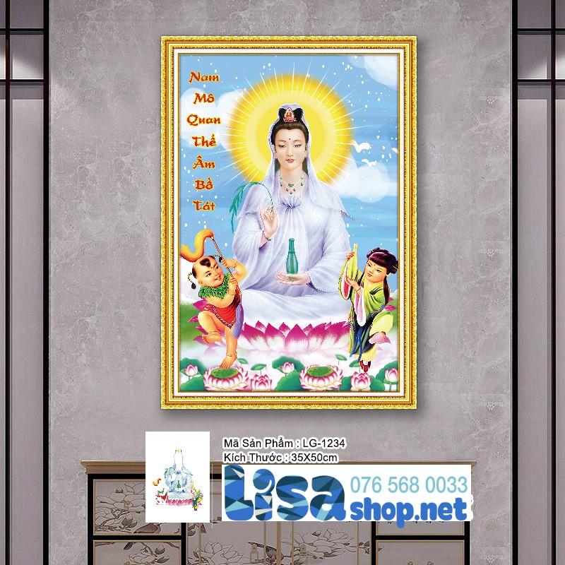 Tranh đính đá PHẬT QUAN ÂM 35x50cm chưa đính lg1234