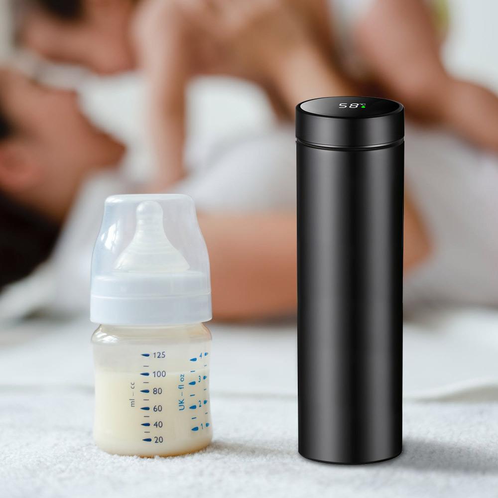Cách Nhiệt Nước Với Đèn LED Hiển Thị Nhiệt Độ Đôi Inox Treo Tường Hút Chân Không Nhiệt Bé Tập Uống 500ML
