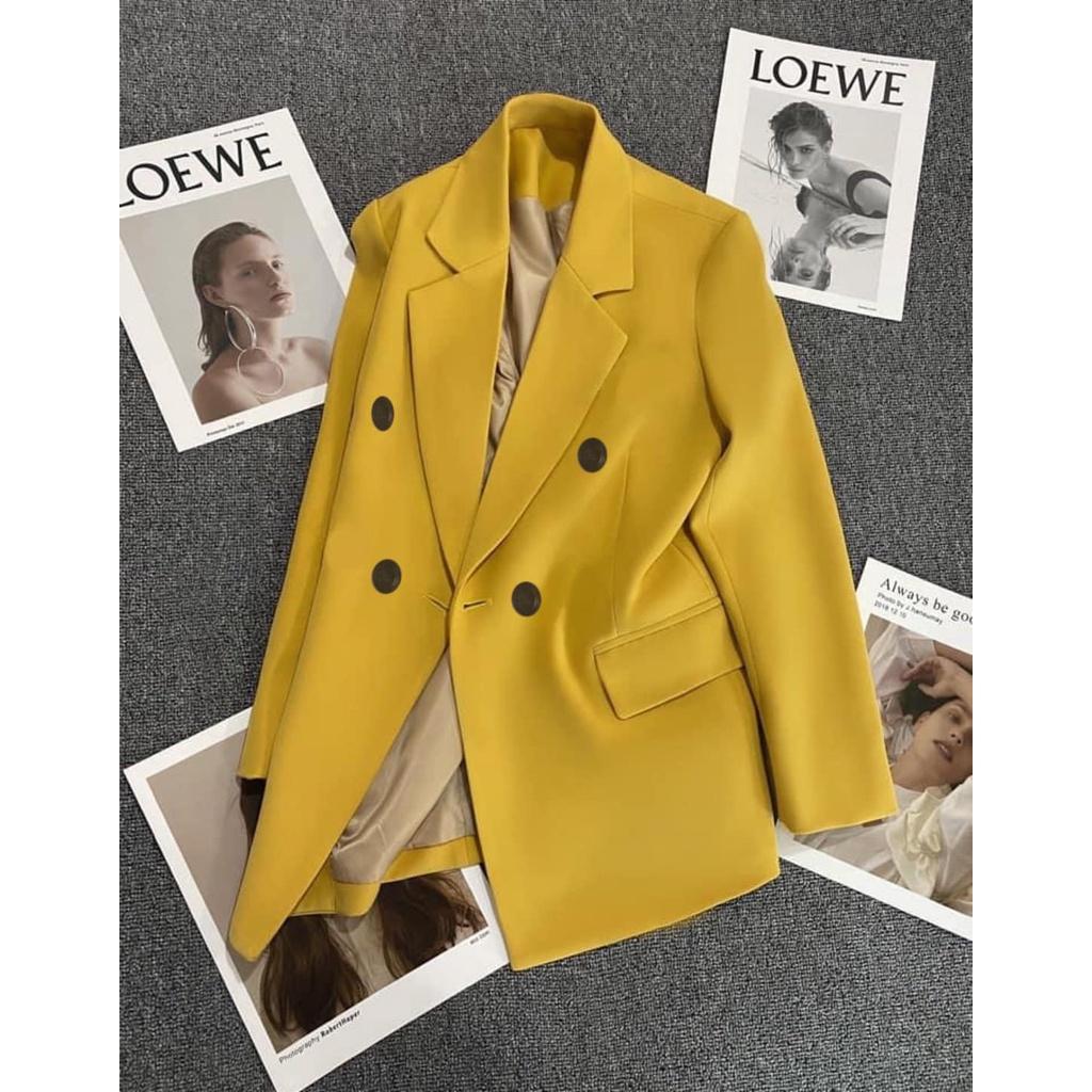 Áo khoác blazer nữ dáng suông 2 lớp chất Cotton Cun Fashion Cao Cấp
