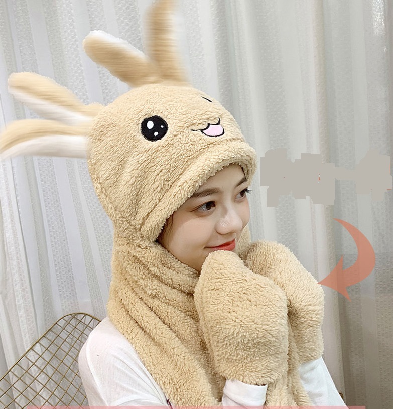 Mũ thỏ tai trắng giật giật siêu vui nhộn vải nhung Cotton cho các bé trai và bé gái