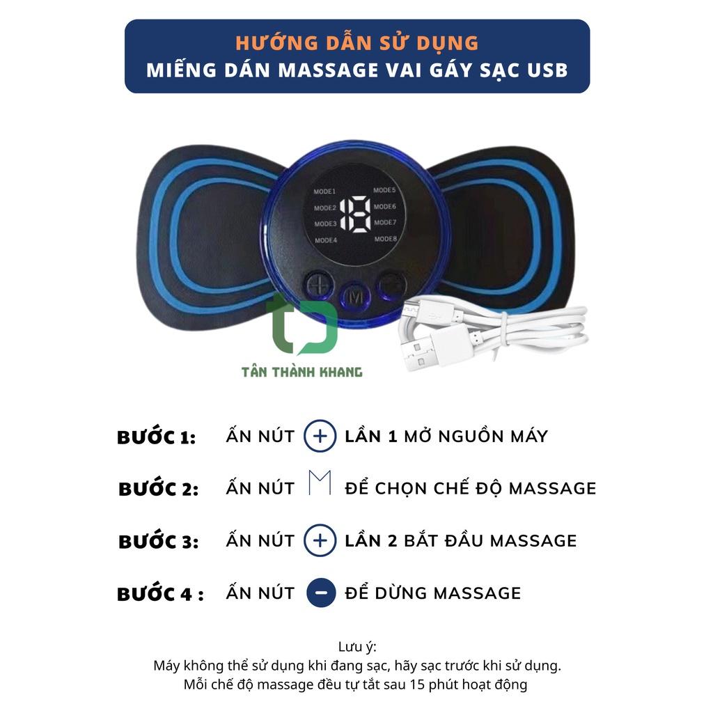 Miếng Dán Massage Xung Điện  Có Sạc USB Giảm Nhức Mỏi Hiệu Quả, Thư Giãn