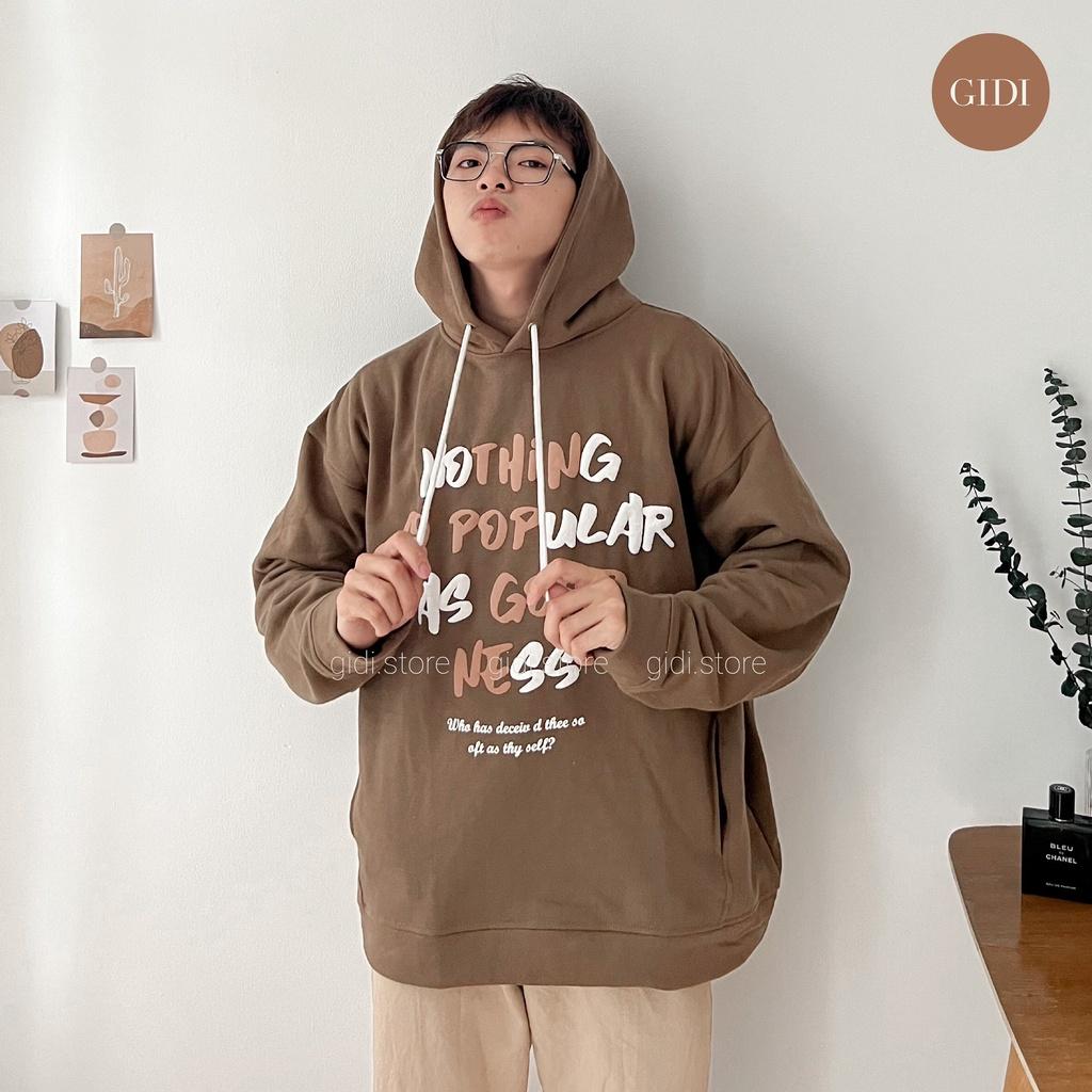 Hoodie POPU Nothing Nam nữ unisex form rộng chất nỉ bông dày dặn - hoodie chui đầu có mũ Oversize