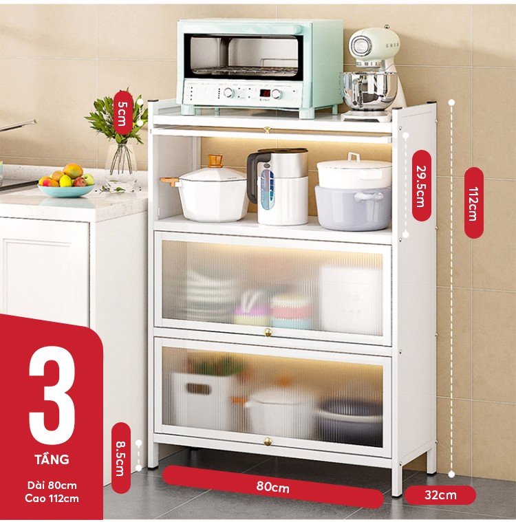 Kệ bếp thông minh, kệ lắp ráp KENA tiện ích thông minh KN 26 phiên bản 80 cm