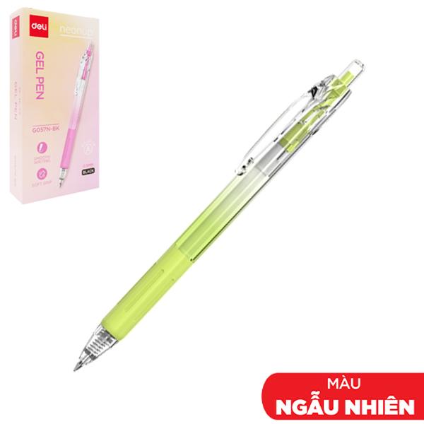 Bút Gel Bấm 0.5 mm - Deli EG057N-BK - Mực Đen (Màu Thân Bút Giao Ngẫu Nhiên)