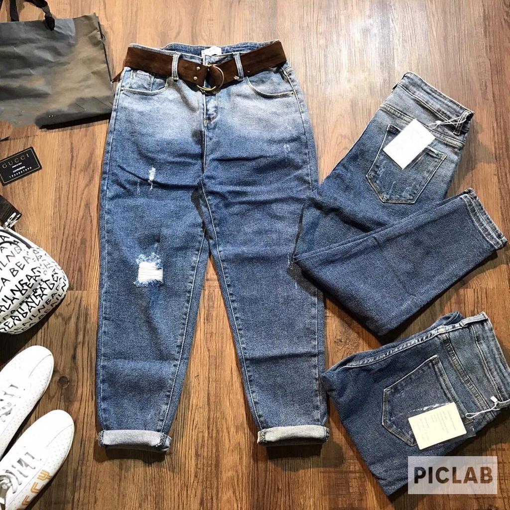 Quần jean 9 tấc BigSize Lưng cao, co dãn mạnh, rách loang siêu hot trend dành cho người béo 60kg 90kg 4167