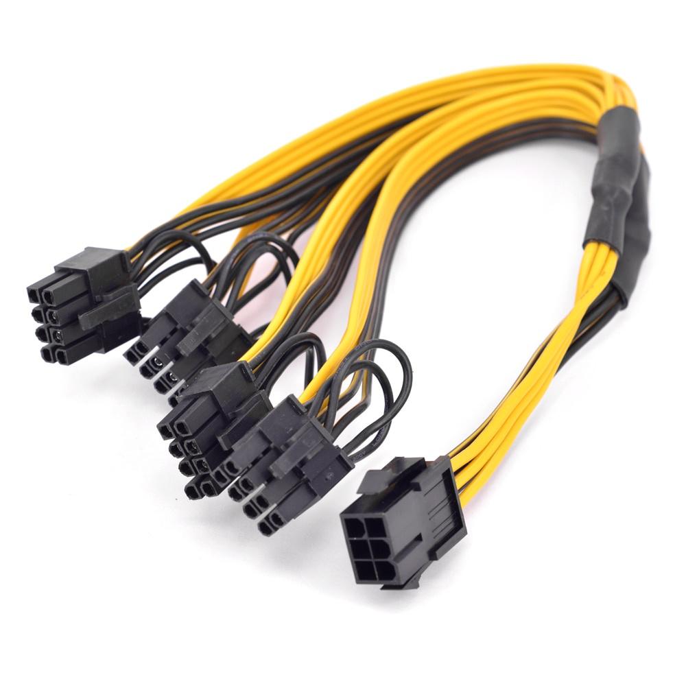 Dây Cáp Nguồn Pci-e 6Pin 1 Sang 4 Cổng 6 + 2 Pin 8pin Đến 6 Pin BTC