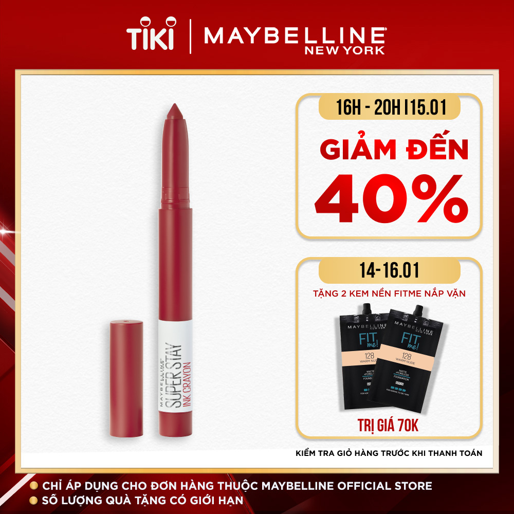 Son bút chì mịn lì 8h lâu trôi Maybelline New York Super Stay Ink Crayon Lipstick 1.2g