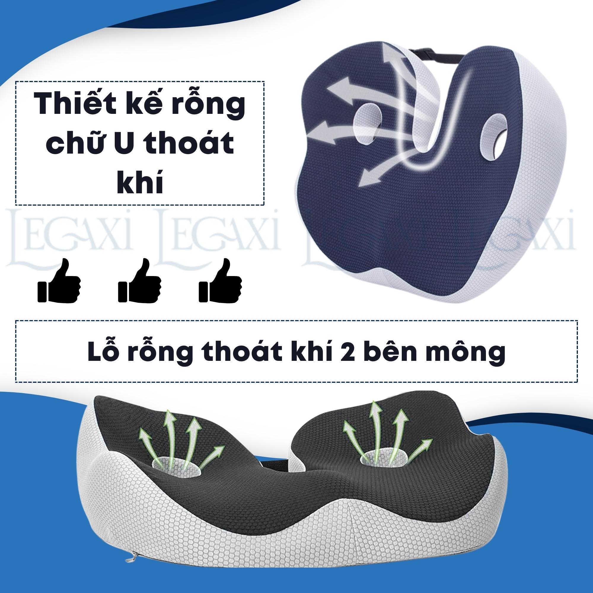 Đệm Mông Ngồi Chống Trĩ, Gối Lót Ghế Chống Đau Xương Cụt Thần Kinh Tọa Thâm Mông Mụn Mông Xe Hơi Legaxi