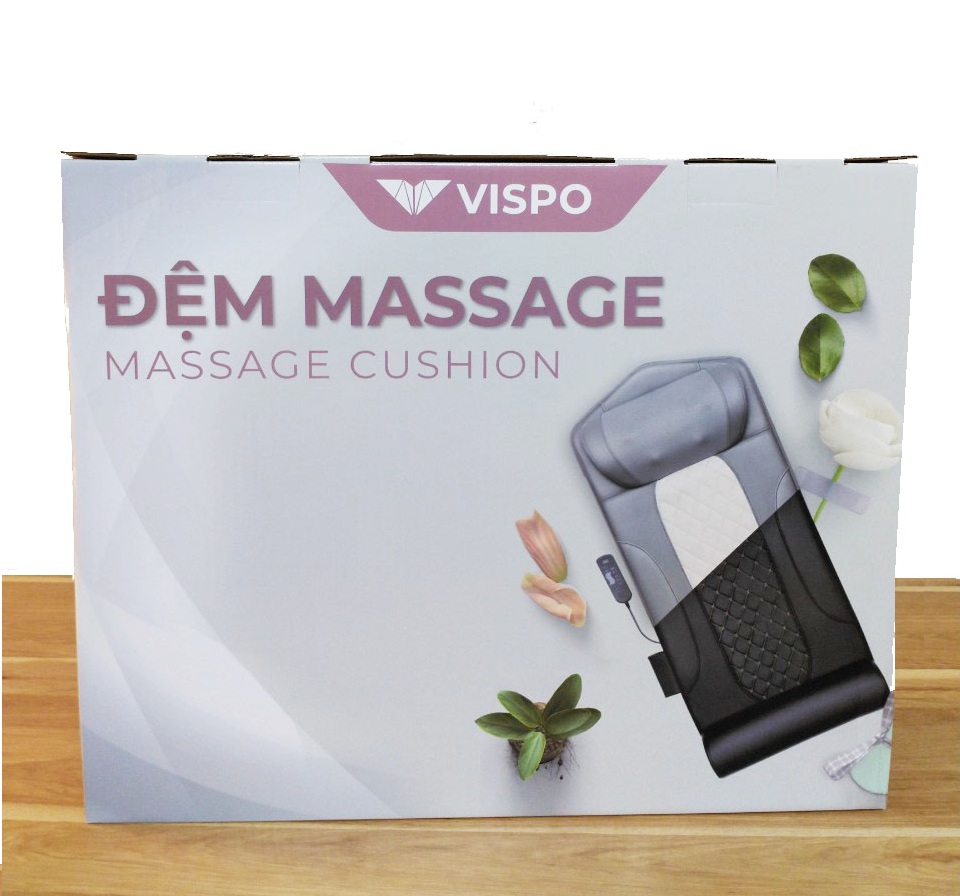 Đệm Massage Toàn Thân VISPO- Máy Massage Kết Hợp Túi Khí Và Bi Massage Nhiệt Hồng Ngoại Giúp Thư Giãn, Giảm Đau Cơ Thể - Nệm Mát Xa Đa Năng Cao Cấp Màu Xám