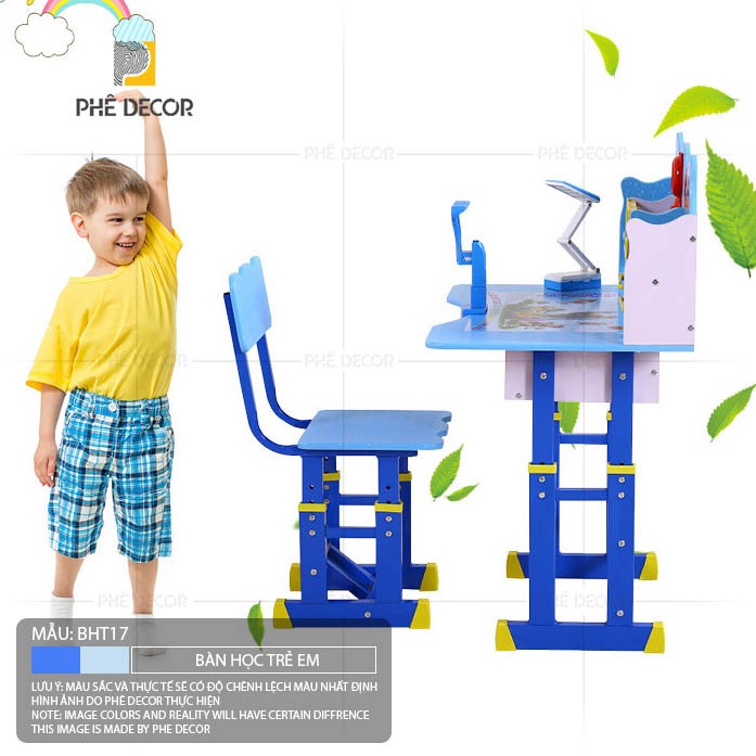 BÀN HỌC TRẺ EM BAMBI - BHT17 - Bàn + Ghế + Giá chỉnh cổ