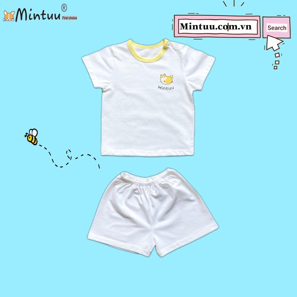 Bộ quần áo sơ sinh bấm vai tay ngắn, quần đùi chất liệu cotton 4 chiều cao cấp