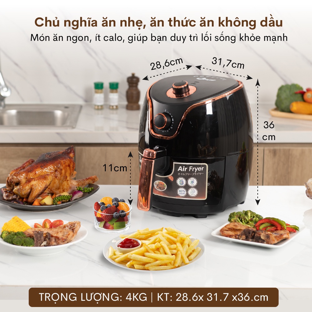 Nồi chiên không dầu 5 Lít nhập khẩu CN Nhật Bản FujiE AF4 - Hàng chính hãng