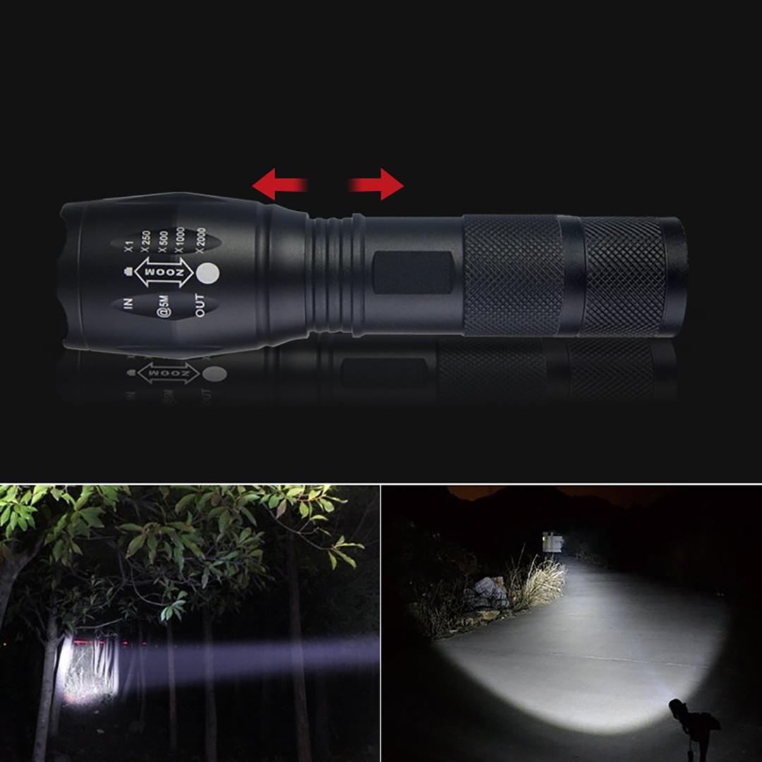 Đèn pin led siêu sáng chiếu xa tự vệ mẫu T6 điều chỉnh được 5 chế độ chiếu xa trăm mét tầm chiếu sáng và chống nước
