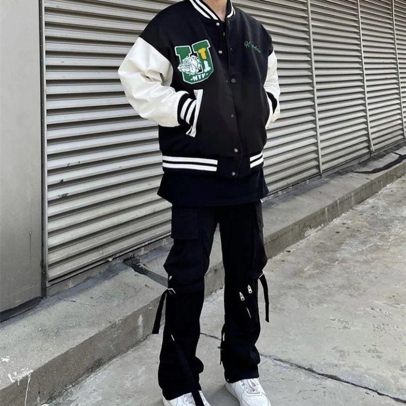 Áo khoác bomber Varrsity chất nỉ PE cao cấp unisex nam nữÁo cardigan kiểu bóng chày phong cách hàn